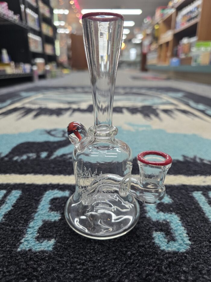 Not Made In China Glass Mini Red Accent Dab Rig- Enfield, CT.