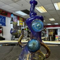 Beak Glass Amber Recycler w/ Multiple Implosion Marbles -Portland, ME